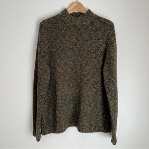 Vintage Sag Harbor Sweater Womens Large Green Confetti Mock Neck Size Large
